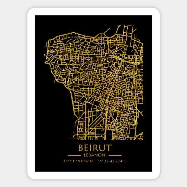 Beirut Lebanon City Map Magnet by City Map